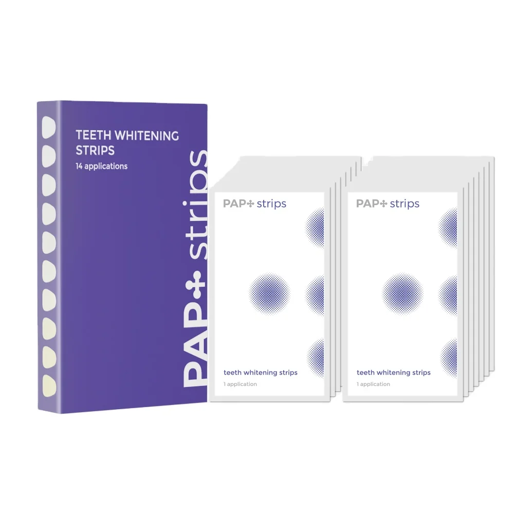 Private Logo Most Sale Teeth Whitening Strips Mint Flavor 30 Minutes 28 PCS PAP+ Purple Teeth Whitening Strips