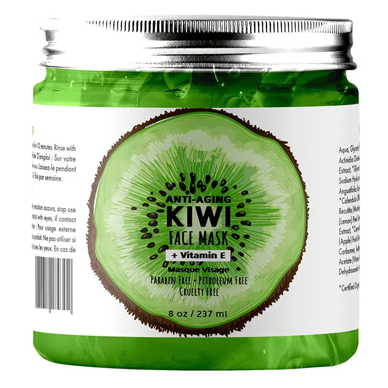 OEM Hydrating Moisturizing Anti Aging Anti Wrinkle Organic Kiwi & Cucumber Vegan Gel Mask with Jelly for Face Damage Skin Care