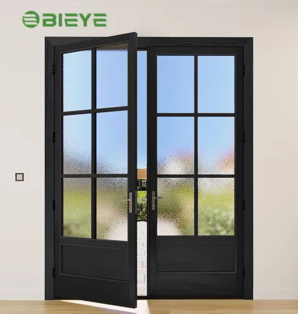 Modern Elegant Anti-Theft Security Aluminum Alloy Double Glazing Front Door Interior/Exterior Use Durable Steel Glass Material