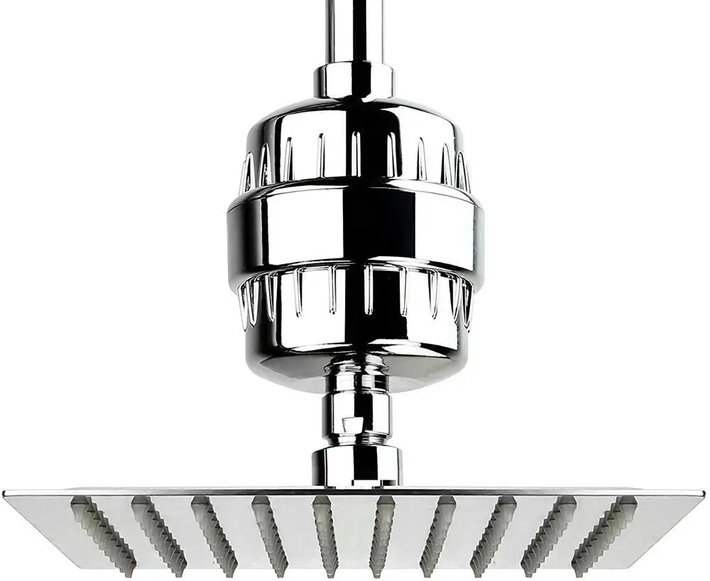 New Shower Head Filter Hard Water Softener Chlorine Removal Cotton 10-15 17 Shower Filter with VC and PP Color Box Manual ABS+SS