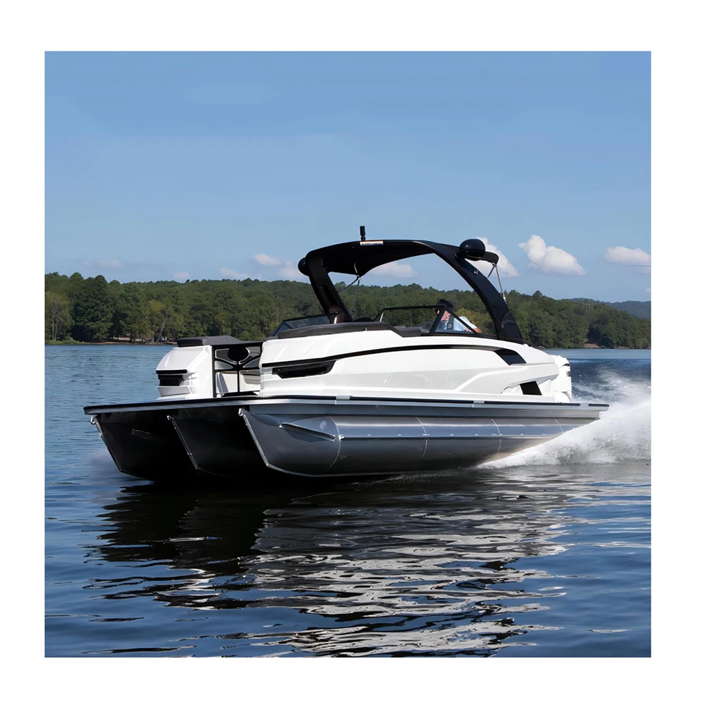 2024 New Design Trimaran 24 ft Aluminum Pontoon Boat With CE Certificate For Sale