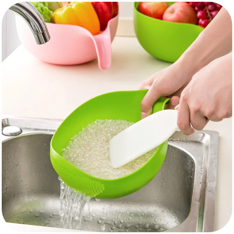 Cheap plastic rice fruit vegetable beans peas washing filter strainer kitchen cleaning sieve basket