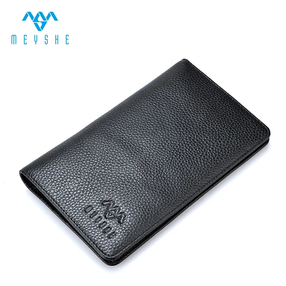 Factory price hot sale black genuine leather family travel wallet passport card holder