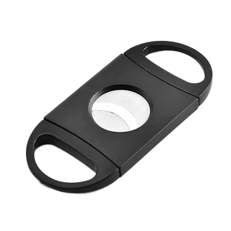 2023 Hot Black Handmade Metal Laser Mini Portable Dual Blade Blade Abs Plastic Cigar Cutter Set