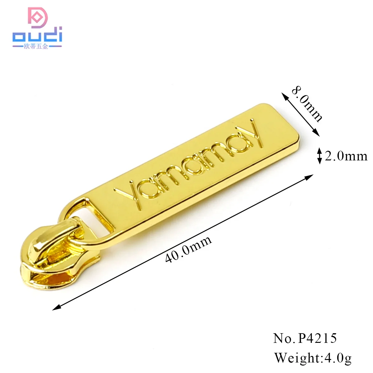Ladies Bag Accessories Custom Metal Zipper Puller For Bag Engraved Logo Zipper Slider And Puller Set