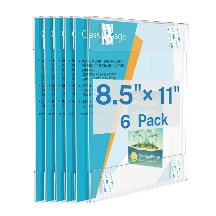 Acrylic Wall Mount Sign Holder 8.5 X 11 Door Number Sign Holder for Sheet