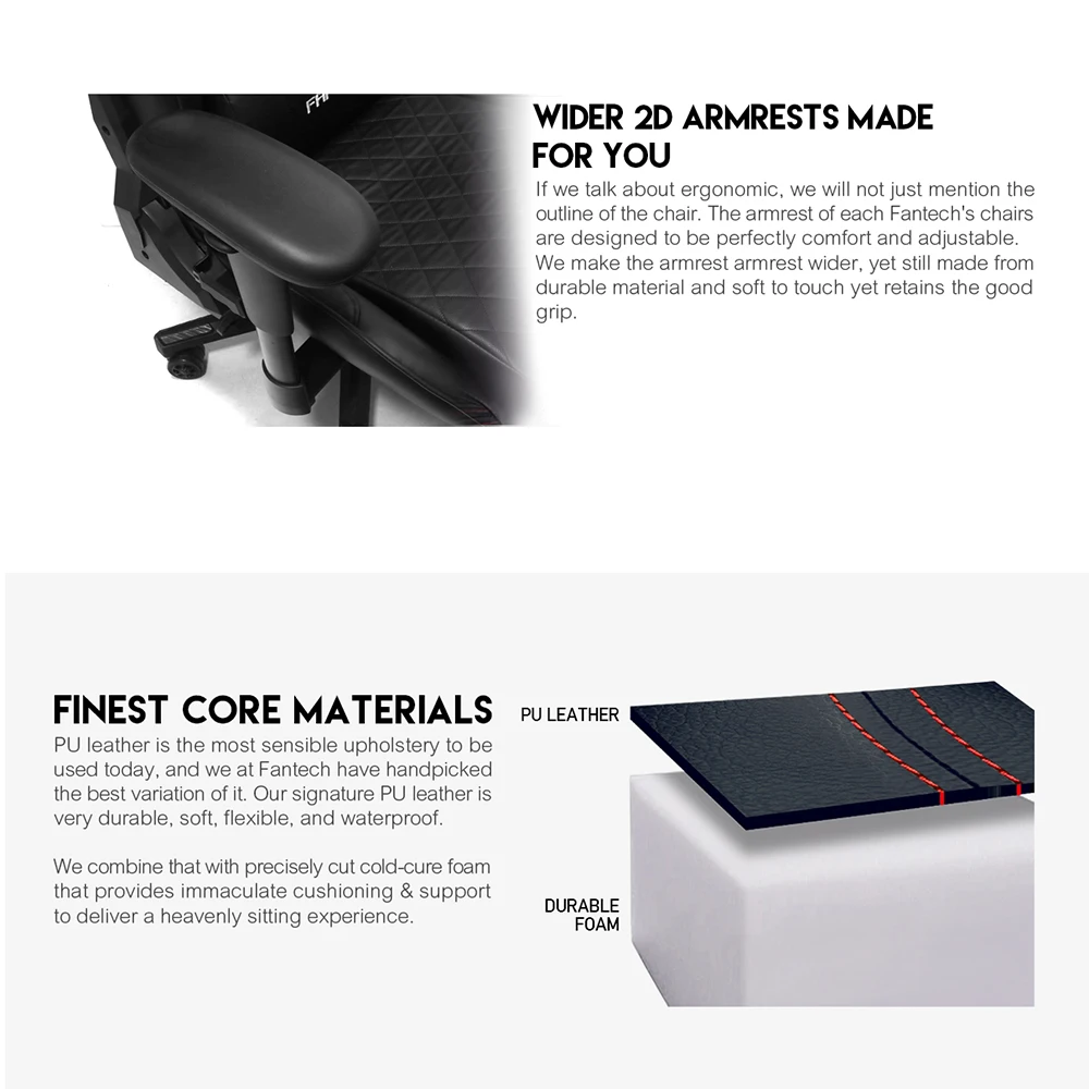 High Quality Gaming Chair GC184 Fantech For Both Gaming Cafe and Office Use PU Leather Adjustable Height Computer Accessory