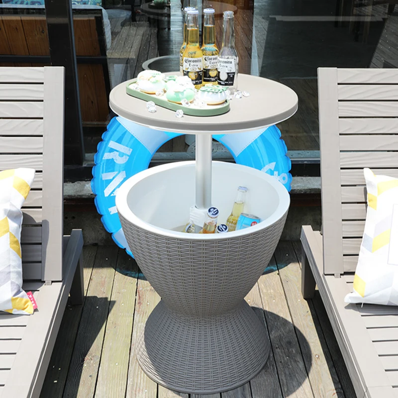 Patio Garden Portable Beer Bar Drink Ice Bucket Coolers Table With Light