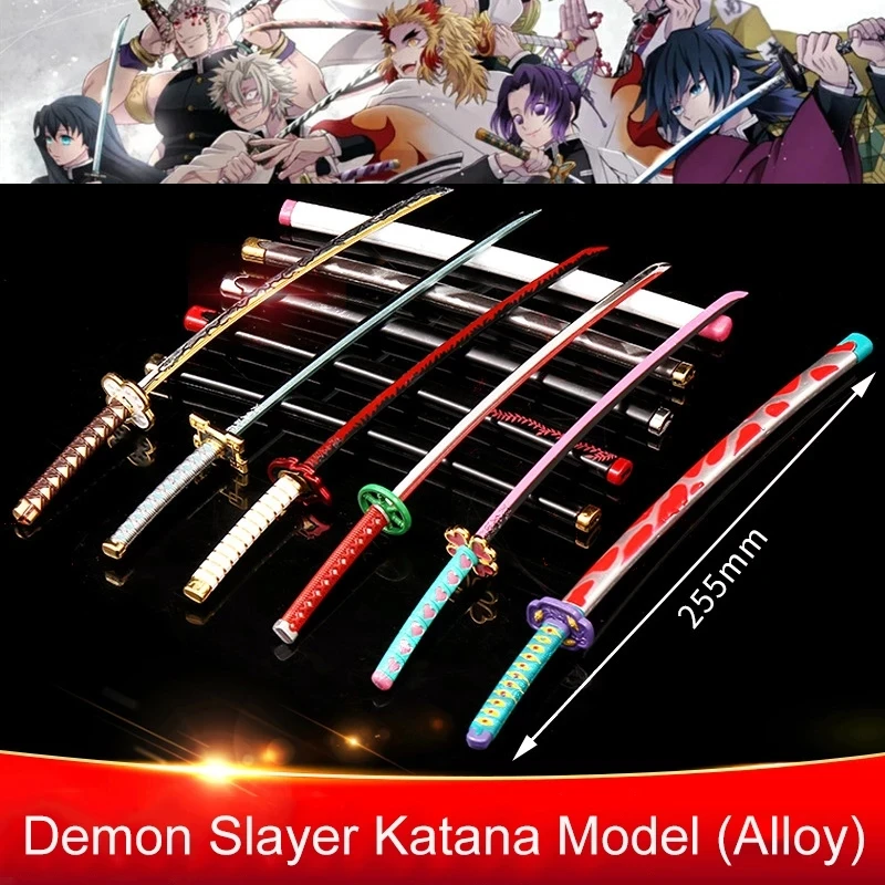 26CM-104CM Demon Slayer Bamboo Sword Kamado Tanjirou Katana Anime Cosplay Ninja Blade Prop Wooden Weapon Model Samurai Use Decor