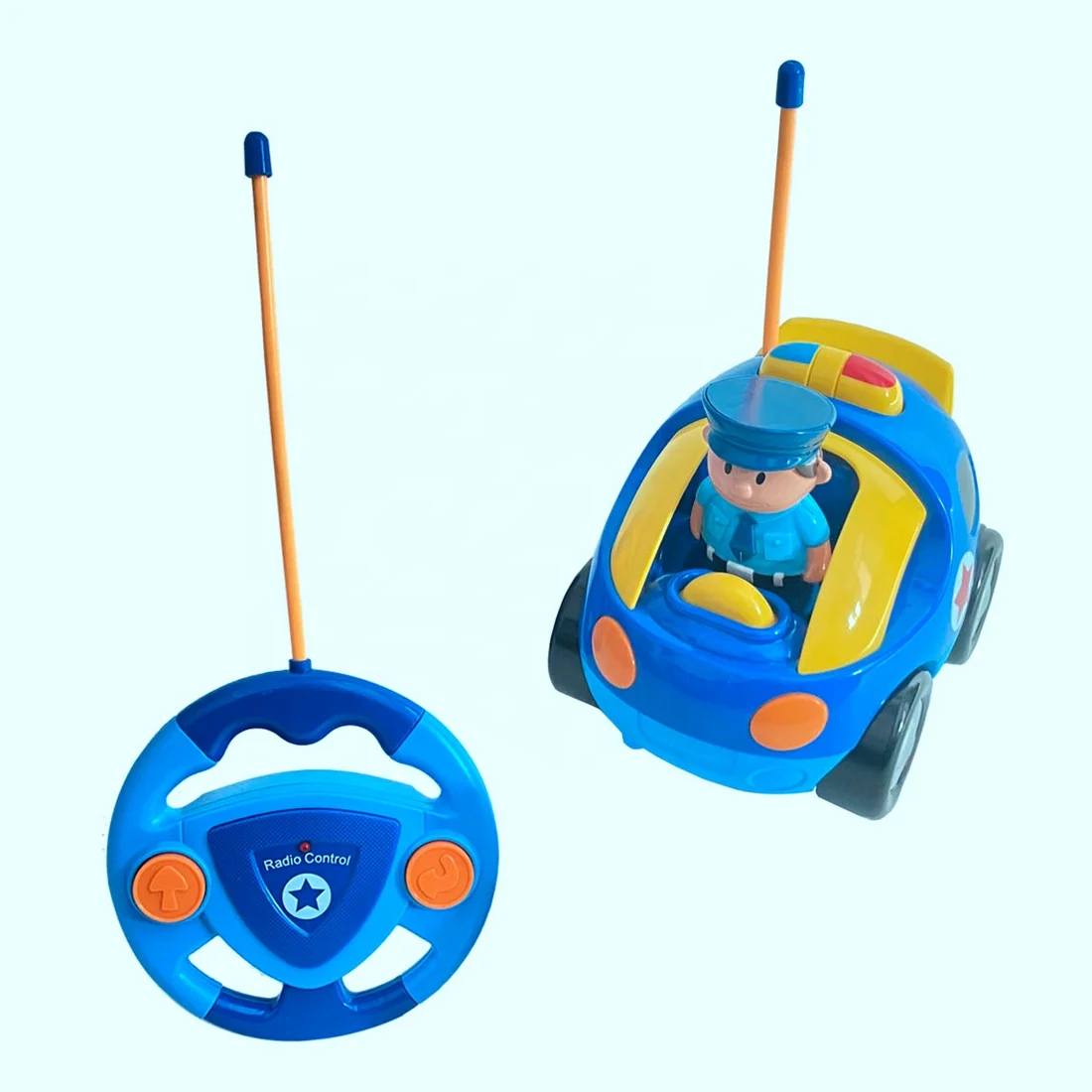 My First Cartoon RC Toy Car Radio Control Toys Musical Police Car with Sound Lights Remote Control Racing Cars for Kids