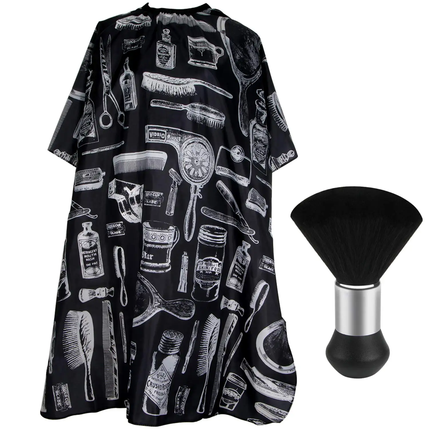 Professional Waterproof black polyester Hair cutting Salon Cape  with Snap Closure