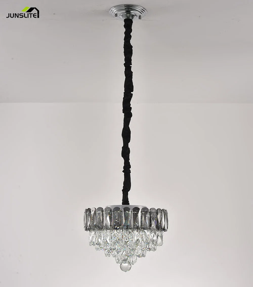 Luxury  smoky and clear cristal  hanging  chandelier light