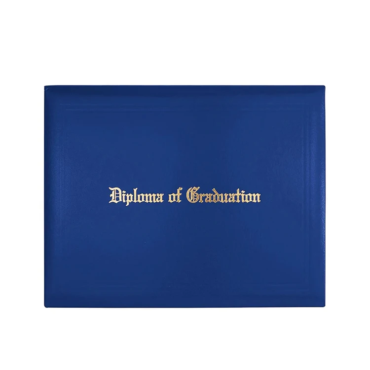Mondon Leather Blue Graduation Diploma Cover Elegant Certificate Holder with Gold Stamping Logo