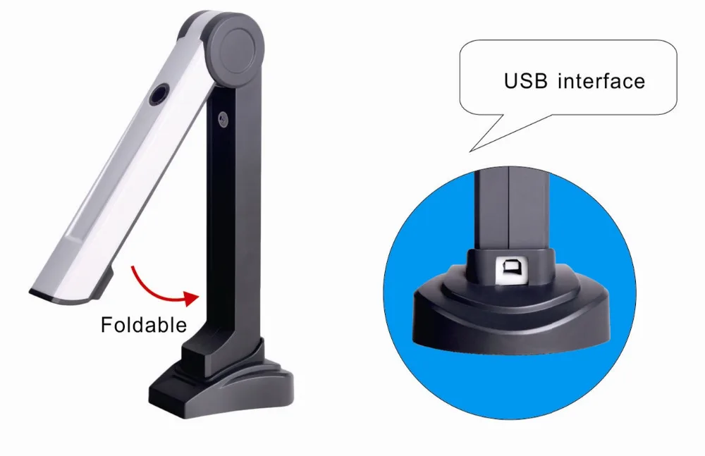 5MP Ultra portable Eloam High Speed OCR A4 portable Document Scanner with SDK for School and office