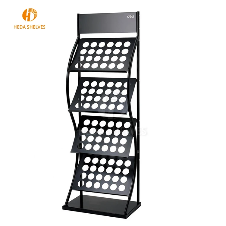 Office furniture 4 tier steel iron free floor standing newspaper rack