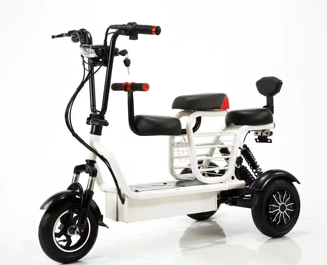 New Type Lightweight Flexible 3 Wheel Electric Scooter with Child Seat Basket Wholesale 350W 48v for Adult Folding Moped Scooter