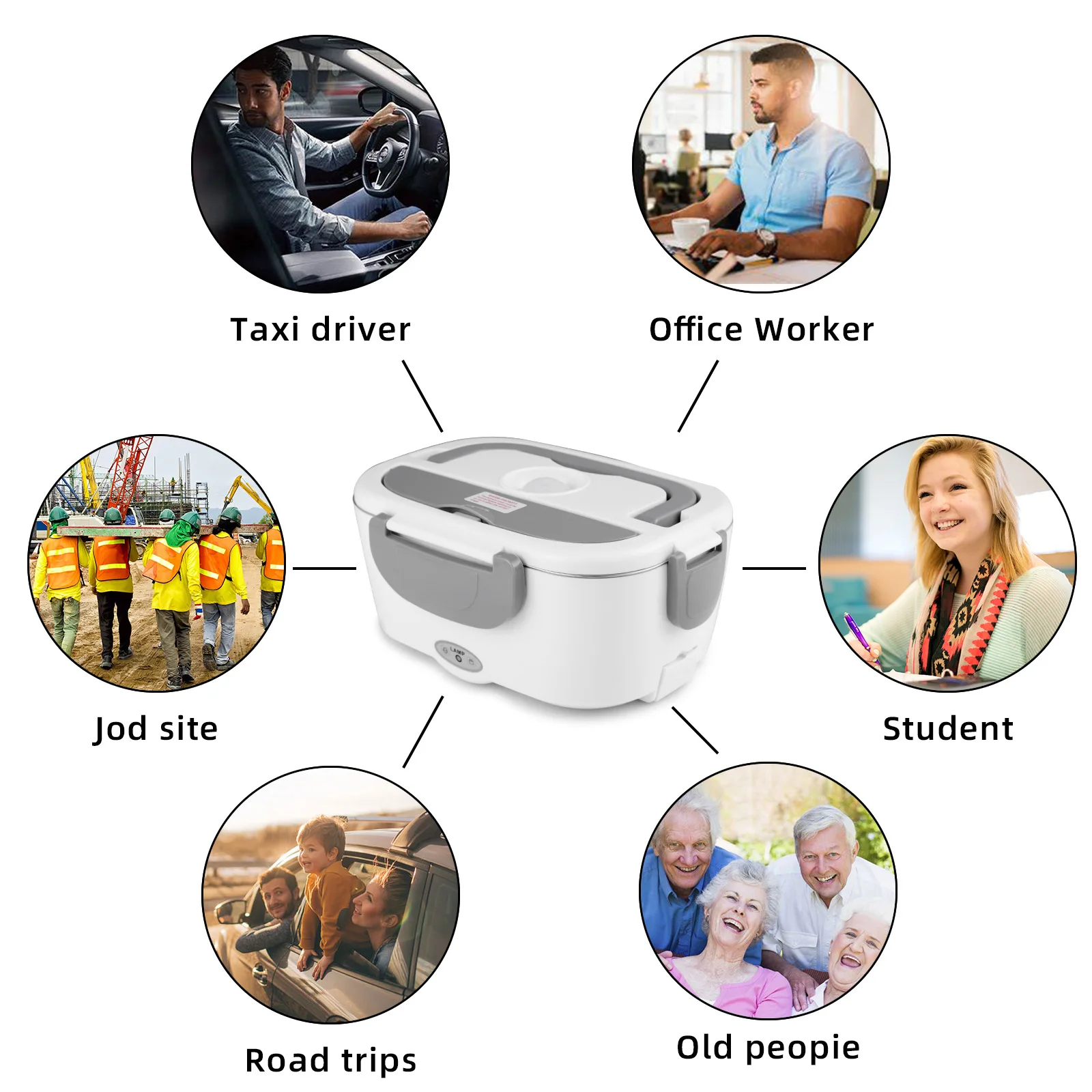 1.5L Food Warmer Heater Portable Lunch Boxes stainless steel Container with Insulation Bag for Car Truck Office