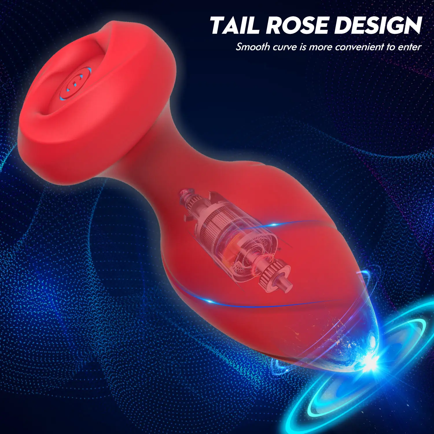AIZHLIAN Remote Control Rose Vibrator LED Anal Plug Sex Toys with 10 Frequency Vibration Silicone Light Up Anal Plug