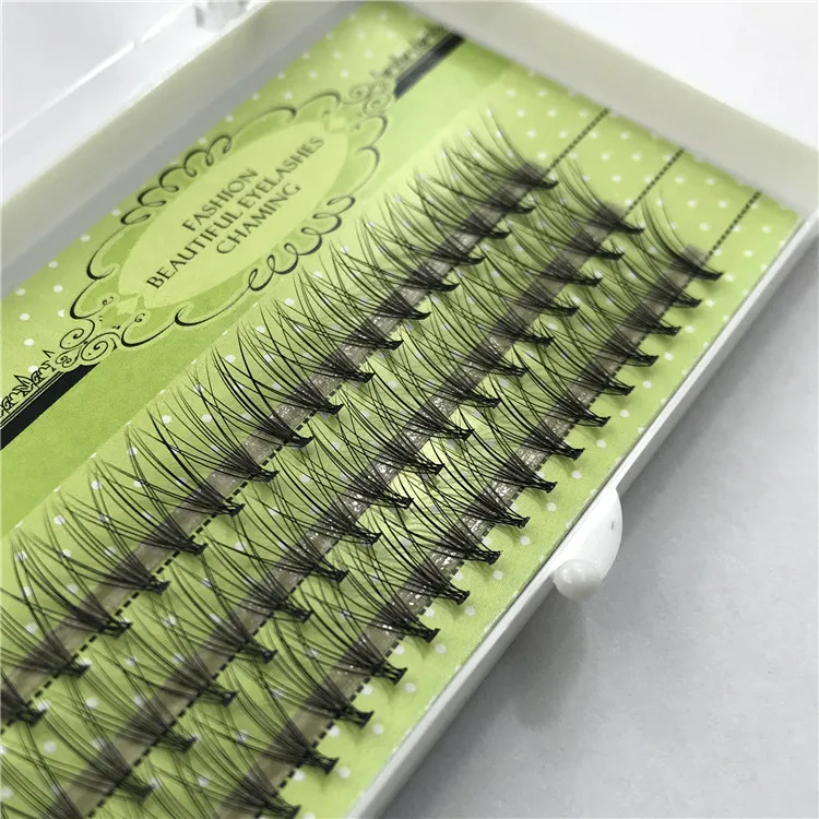 wholesale 10D 0.10c natural thick curl thickness fan silk lashes individual eyelash extensions lash packaging box with logo