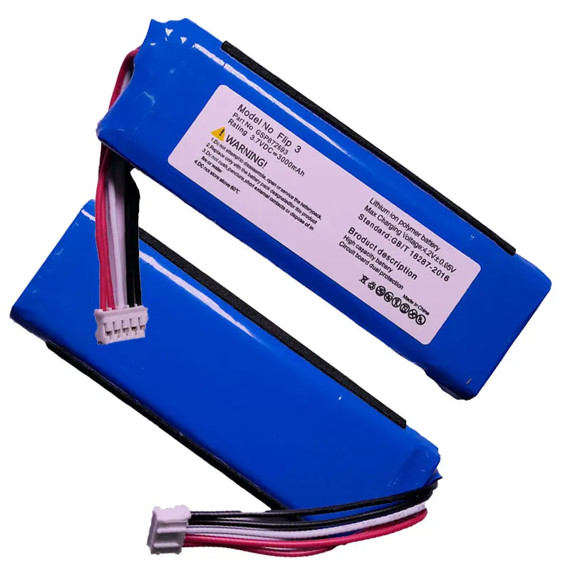 Цена на литиевые батареи Flip3 Bluetooth Динамик Мощный 3 7 В 3000 мАч Bateria P763098 03 Batera для JBL Flip громкоговорители