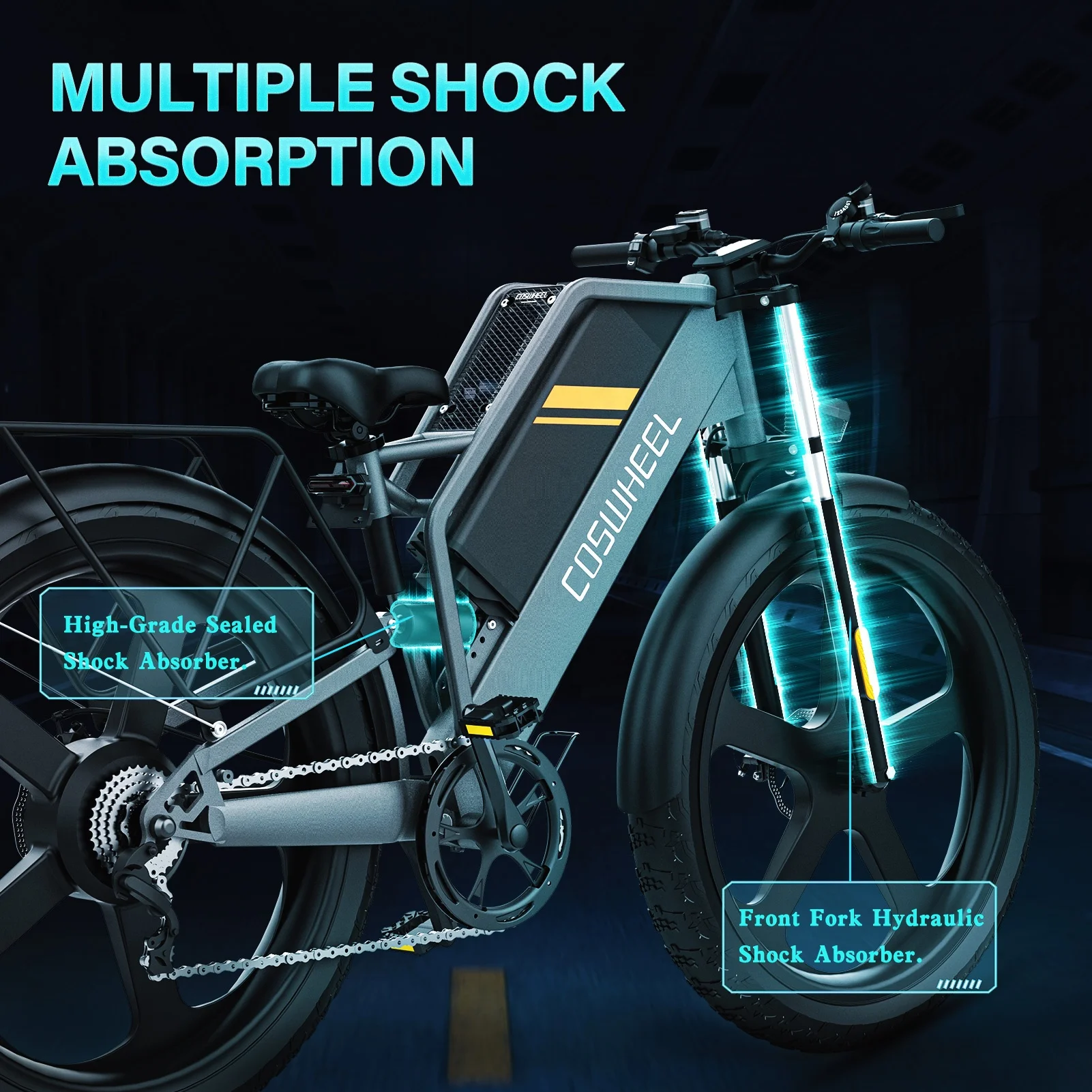 EU US Warehouse COSWHEEL T26 All Weather Hunting Best Ebike 26Inches 1500W Max Motor Cruiser Fat Tire Electric Bike Frame E Bike