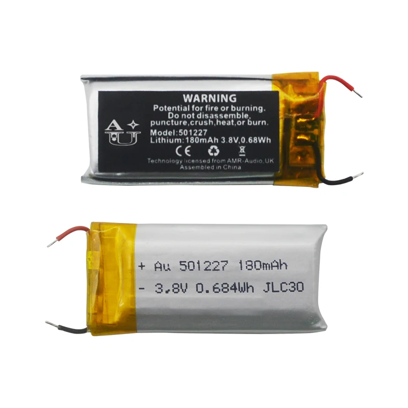 2022 AUG Customized Lipo Battery 3.8V 180mAh 501227 Lithium Polymer Battery for Consumer Electronics GPS Tracker