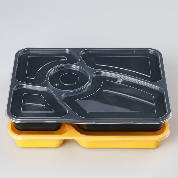 new design 5 compartment disposable plastic food container with lid