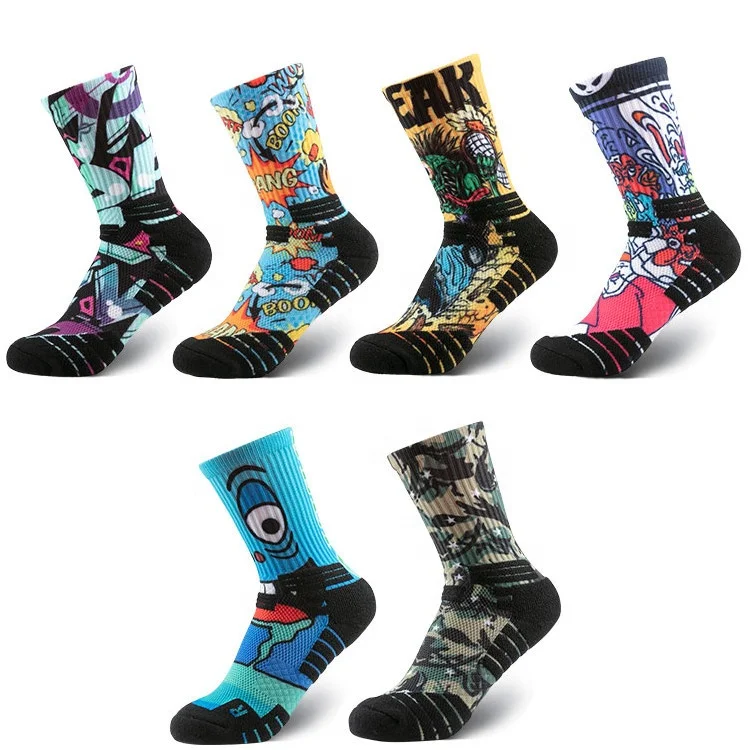 top quality 3d digital printing polyester socks print custom 360 printed socks unisex