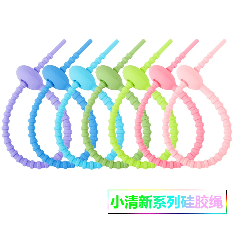 6 inch color silicone cable tie storage winder rope reusable Binding Cord Sealing lanyard