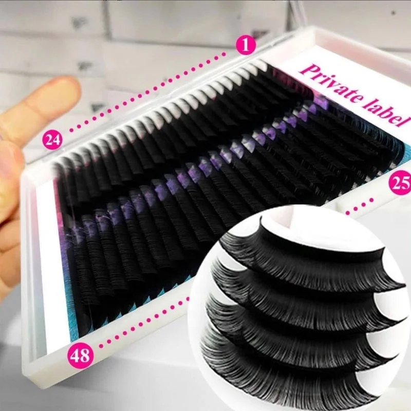 Wholesale private labels individual eyelash volume extension custom matte black eyelash extension kits supplies