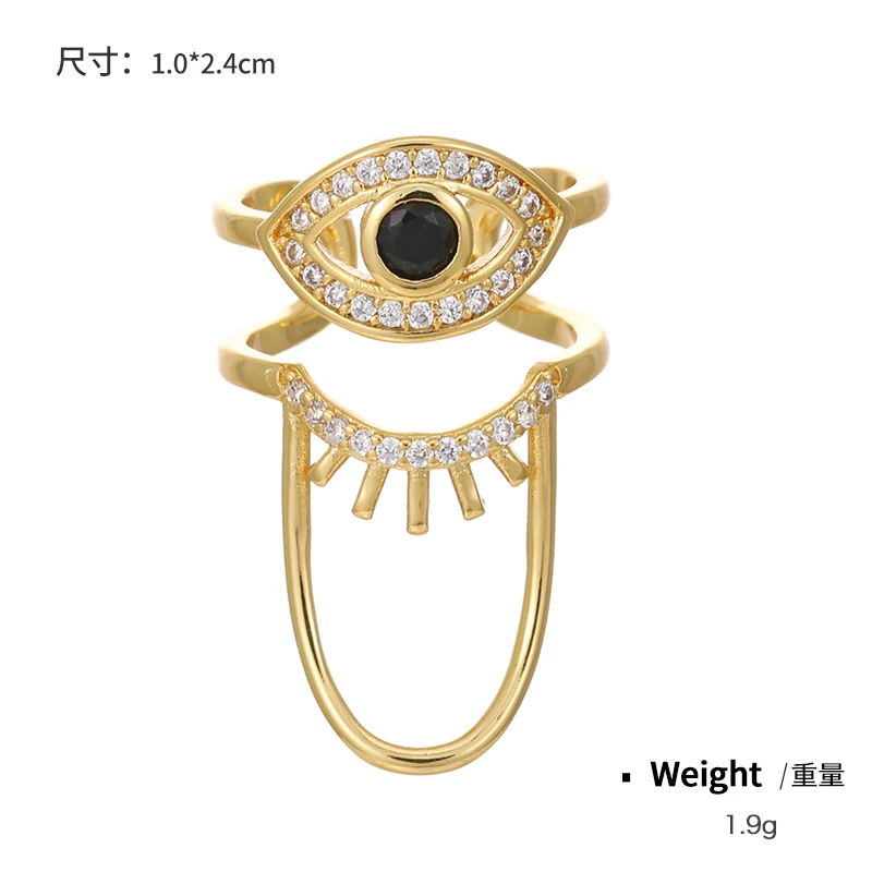 2024 Women Fashion Rhinestone zircon Beaded fingertip ring jewelry eye ring adjustable metal nail protective cover rings