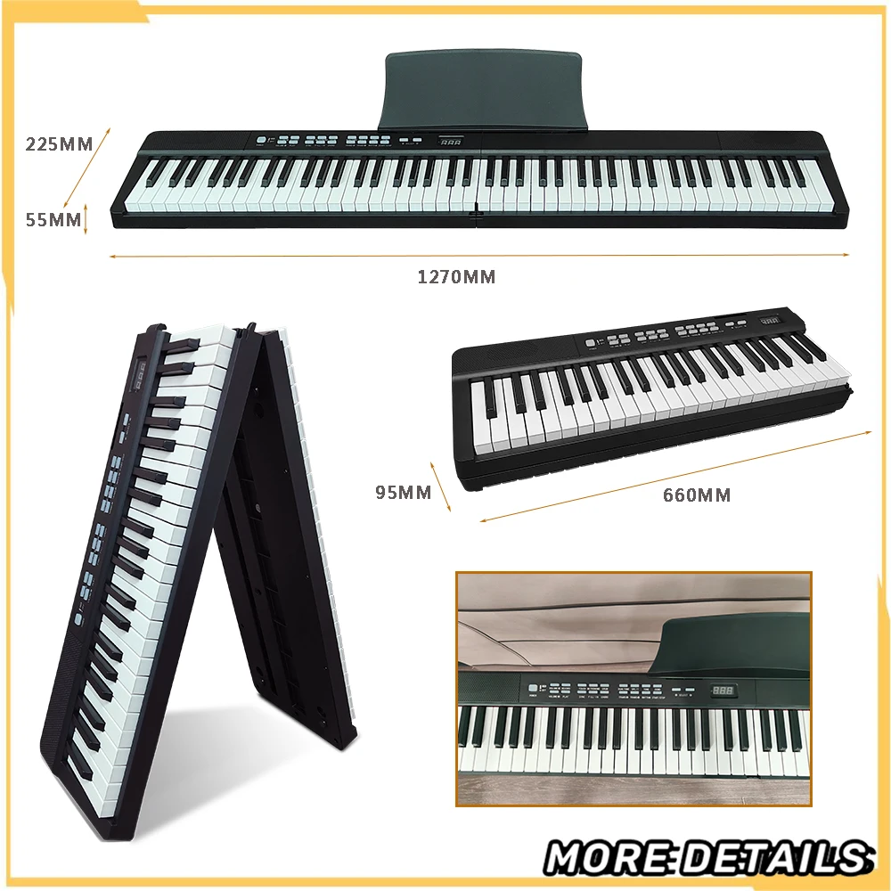 Foldable Piano 88 keys Standard Touch Sensitive Keyboard Portable Smart Edition Folding Digital Piano MIDI Bluetooth YIMO3001