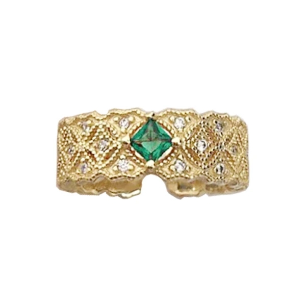 empire style jewelry 925 sterling silver gold plated emerald green s925 anillos de plata adjustable band rings for young