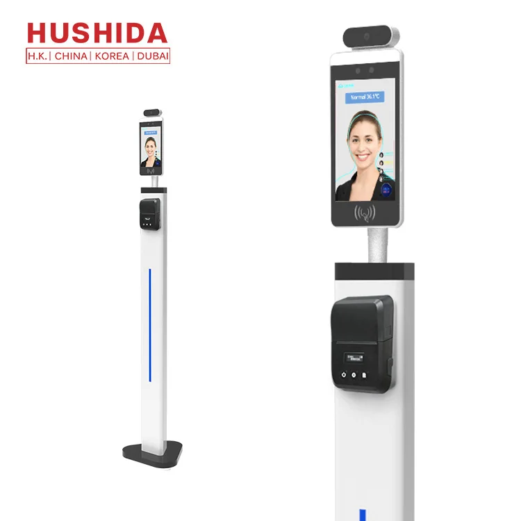  HUSHIDA 8 inch face recognition IR thermal camera thermometer with temperature print