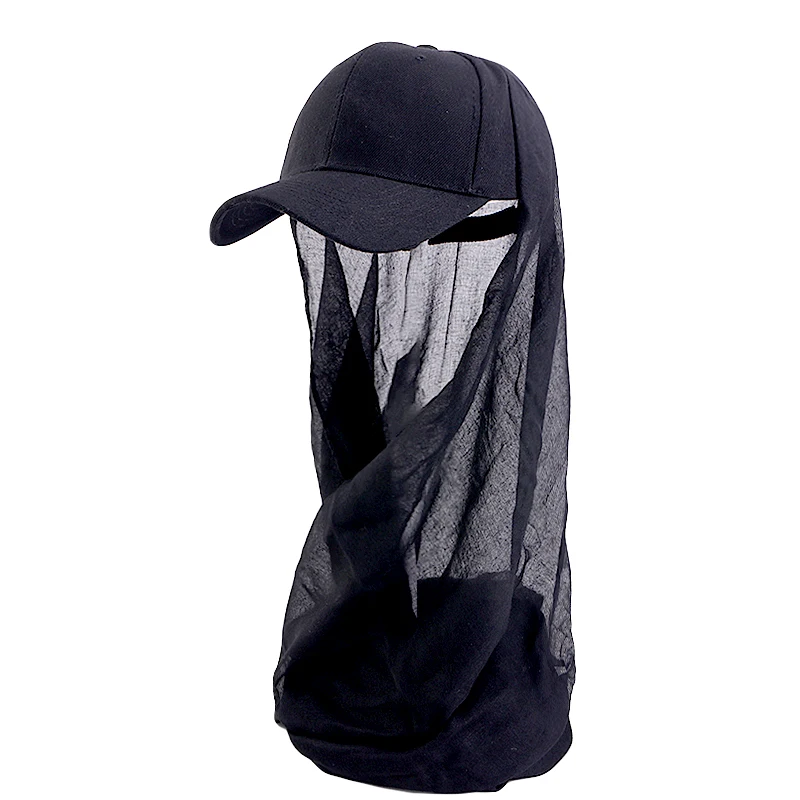 Wholesale RTS Fast Delivery  Hair Accessories Summer Caps With Cloak Hijab Visor Muslim Baseball Cap With Mesh Scarf For Women