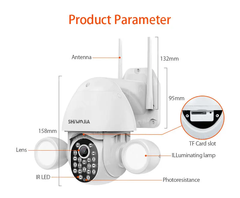 Tuya Wireless Ptz CCTV Security Kamera  Exterior Inteligente WIFI Audio 360 Alexa 1080P IP  Network camera