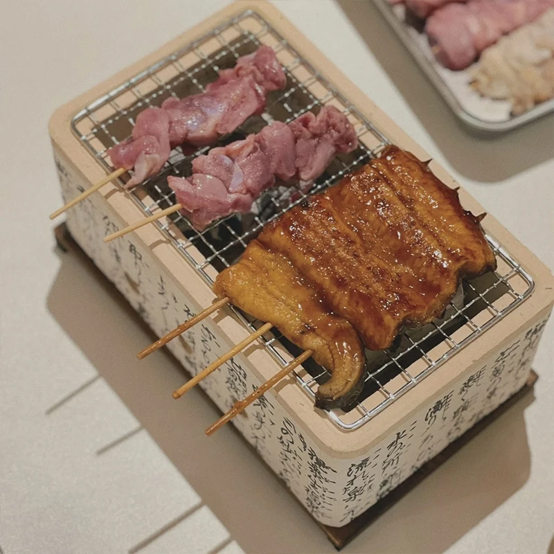Home Japanese Style Portable Yakitori Grill Tabletop Terracotta BBQ Grill