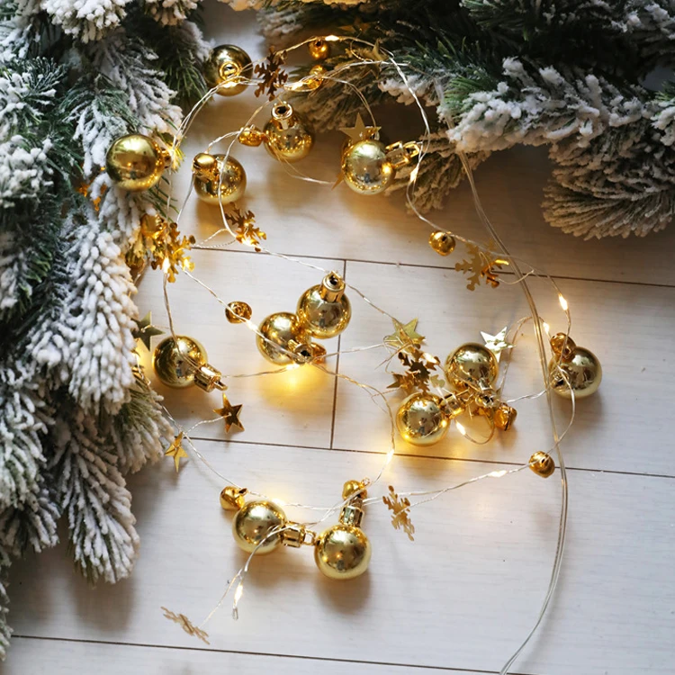
2m Golden spherical bell 20 Leds Waterproof Battery Christmas Tree light halloween decoration lights diwali decorative lights le 