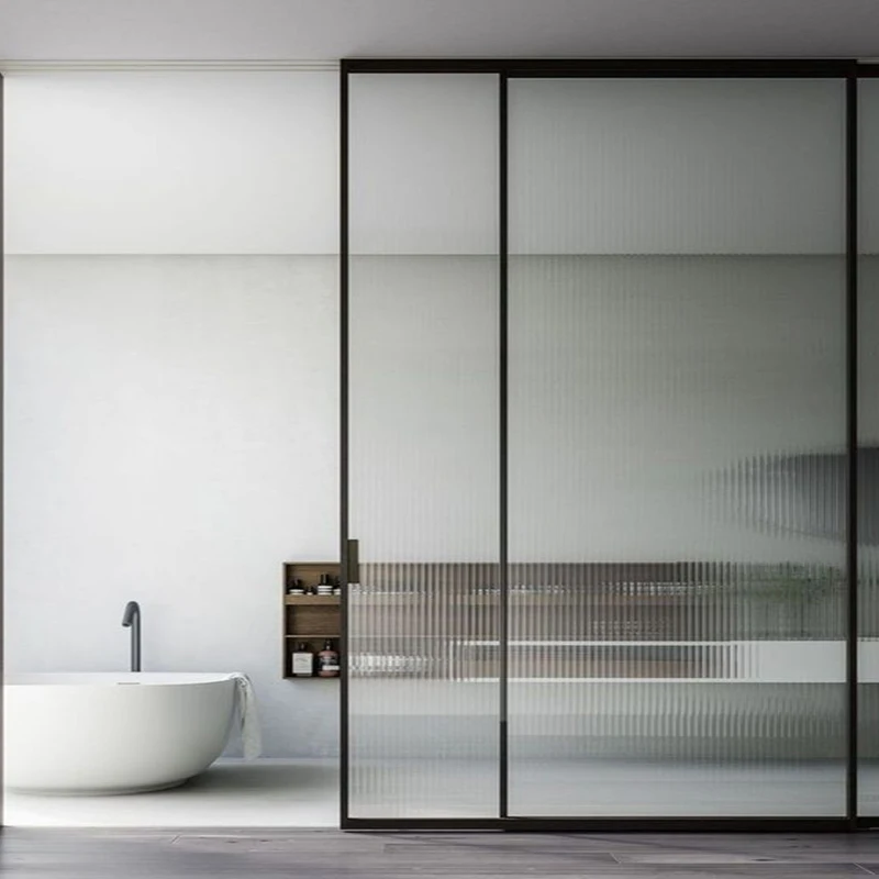 Office Soft Closing Matt Black Frame Slim Sliding Glass Doors Price Telescopic White Aluminum Balcony Sliding Glass Doors