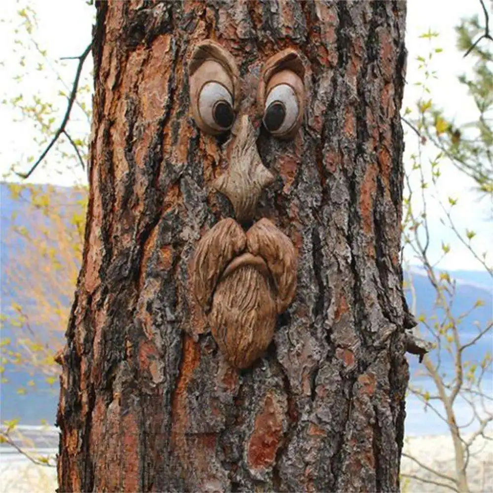 Hot Grimace Facial Tree Hugger Bark Ghost Face Tree Artificial Decor For Garden Statues Sculptures Outdoor