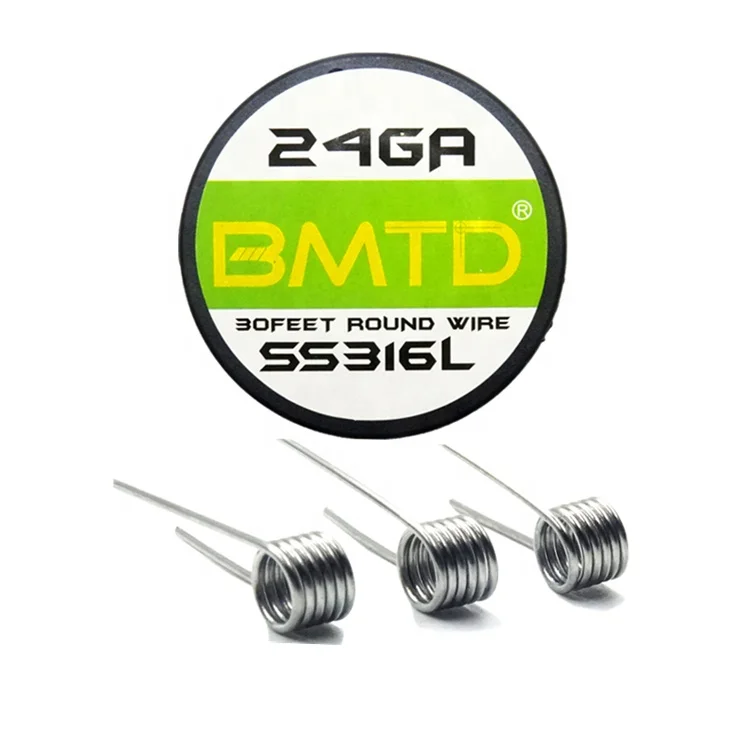BMTD stainless steel prebuilt coil vape wire 22ga 24 26 28 30 32 gauge SS316l wire for vape