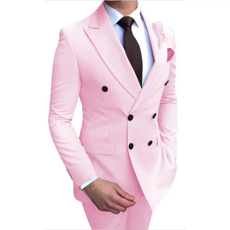 S8591F    2024   New Slim-Fitting Plus Large Size Cotton Business Leisure Suit Two-Set Wedding Banquet Suit for Men
