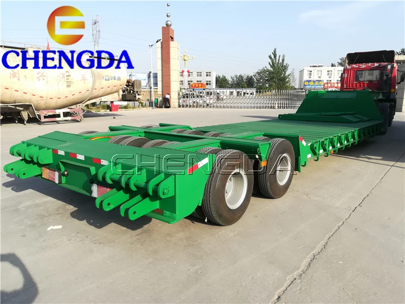 Chinese Factory Sale 2  Axles Air Suspension Optional Gooseneck Lowbed Semi Trailer for Sale
