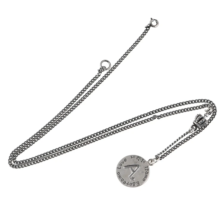 Wholesale real S925 Sterling Silver Necklace Jewelry Vintage Figaro Chain Cuban chain crown letter pendant set chain for women