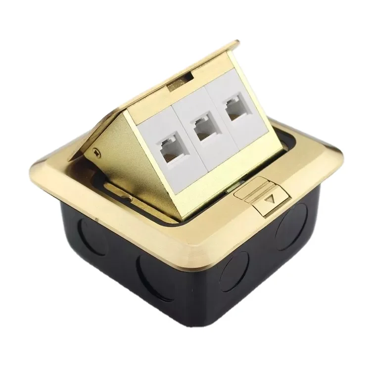 SeTo Pop-up Type Floor Socket Three Network Lan RJ45 Cat5e Wall Plate Socket Keystone Floor Receptacle