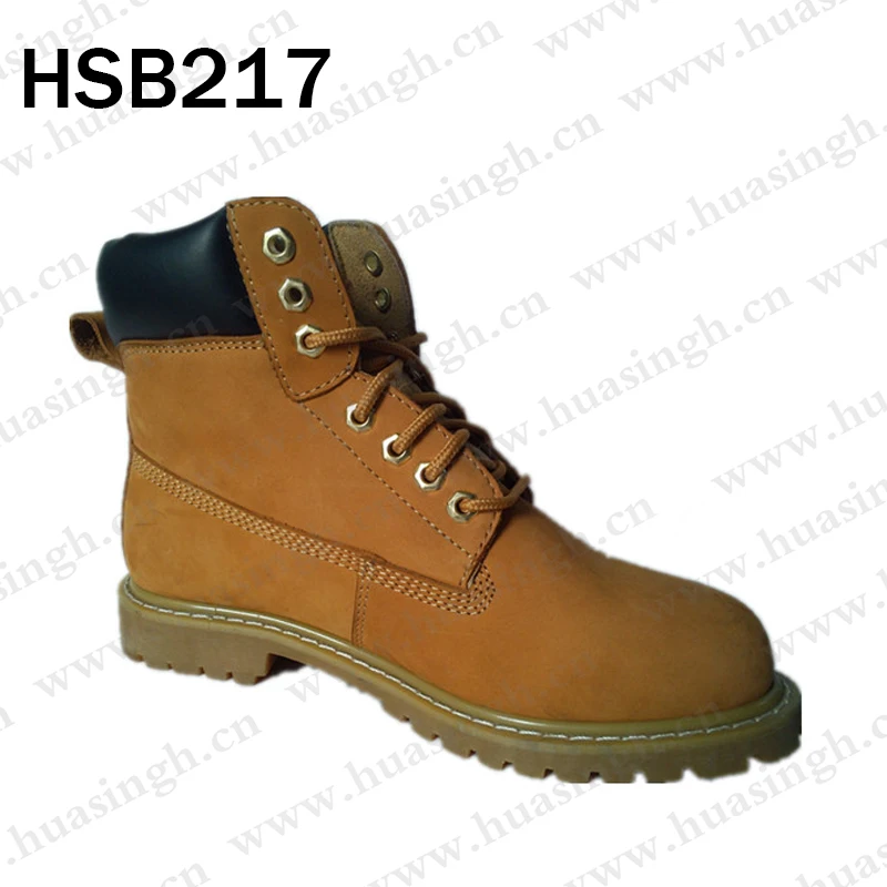 YWQ,hard wearing Goodyear stitching rubber sole work boots mid-cut honey color nubuck leather safety shoes HSB217