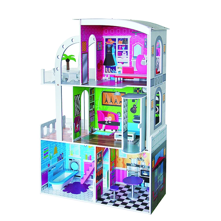 New wholesale Wooden inflatable Doll House lights kids play hut toy