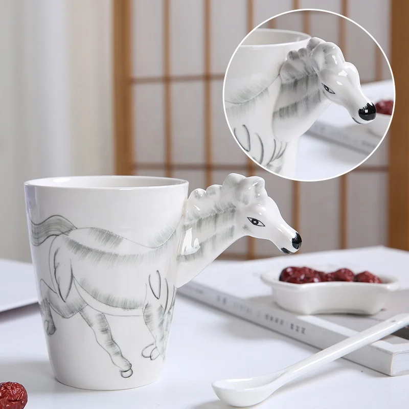 Novelty 3d cute animal design goat sheep pattern 3d animal ceramic water coffee milk cup for baby and child