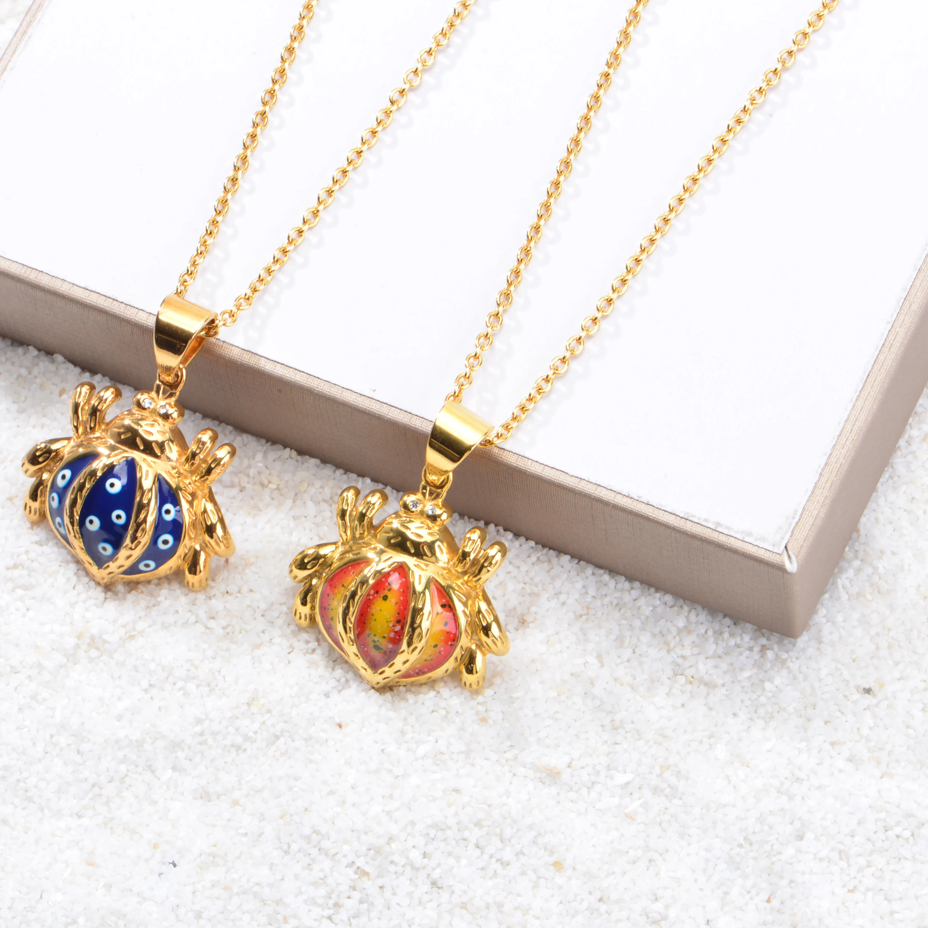 Fashion enamel Jewelry Set Stainless Steel Cartoon jewelry  seahorse Necklace And Earrings Set For Gift