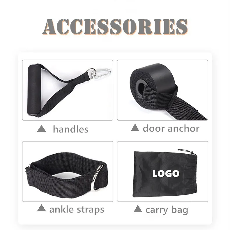 100 lbs custom logo Rubber Exercise bands resistance with handles 11 pcs elastic gym pull up bands with carry bag